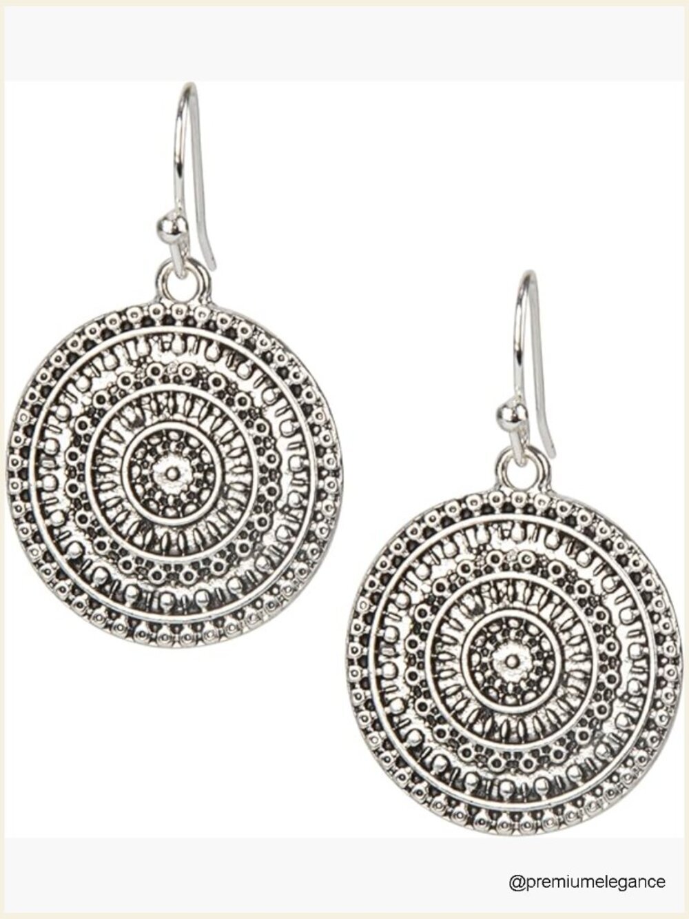 Gold Boho Drop Earrings with Filigree Medallion Charm – 1.75 Inch Dangle
